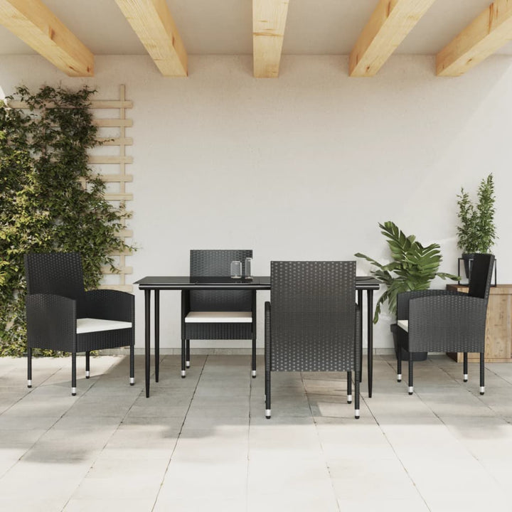 Set Mobilier De Grădină, 3 Piese, Negru, Poliratan Și Oțel