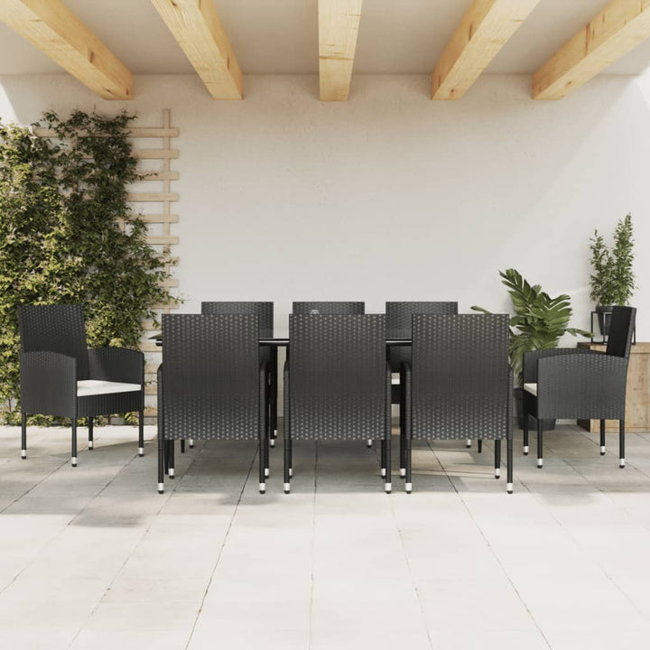 Set Mobilier De Grădină, 3 Piese, Negru, Poliratan Și Oțel