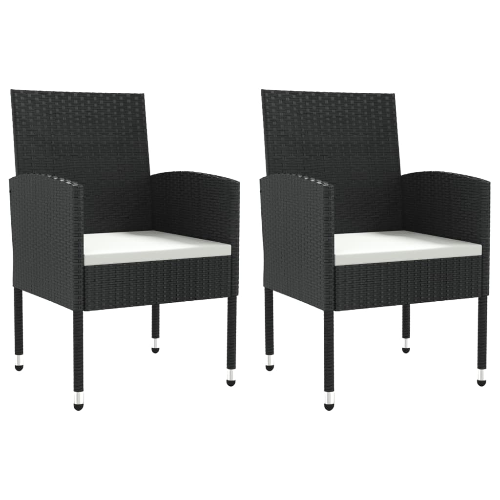 Set Mobilier De Grădină, 3 Piese, Negru, Poliratan Și Oțel