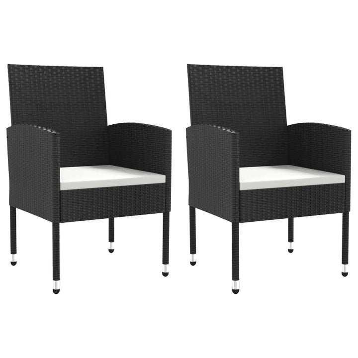 Set Mobilier De Grădină, 3 Piese, Negru, Poliratan Și Oțel