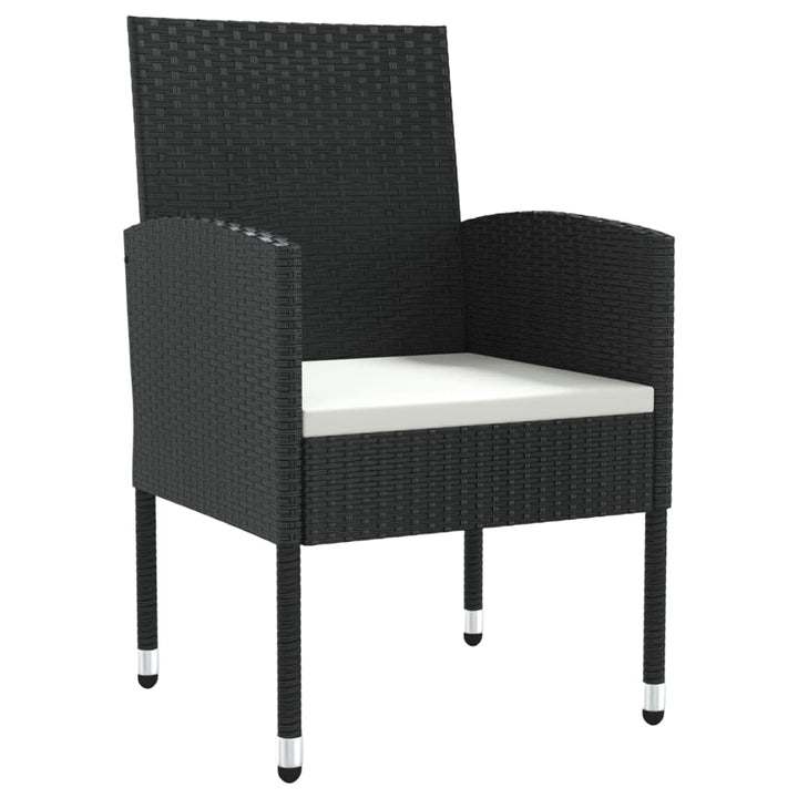 Set Mobilier De Grădină, 3 Piese, Negru, Poliratan Și Oțel