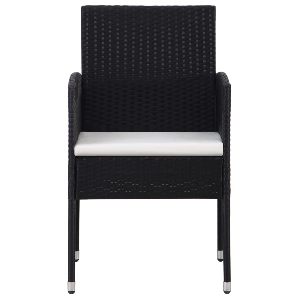 Set Mobilier De Grădină, 3 Piese, Negru, Poliratan Și Oțel