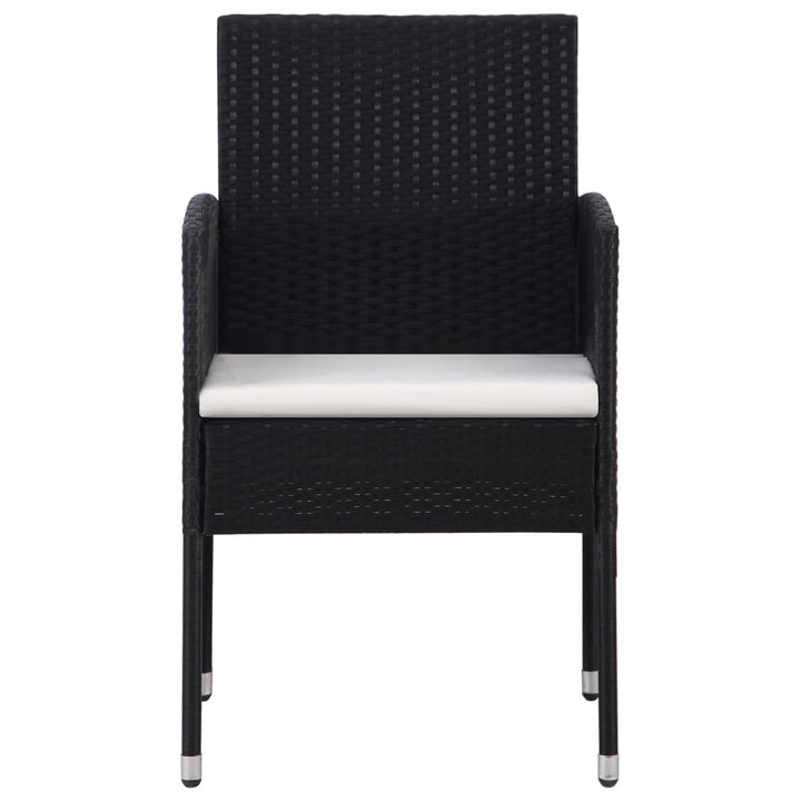 Set Mobilier De Grădină, 3 Piese, Negru, Poliratan Și Oțel