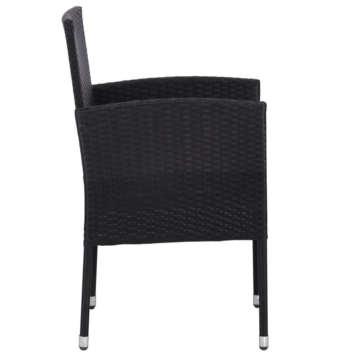 Set Mobilier De Grădină, 3 Piese, Negru, Poliratan Și Oțel