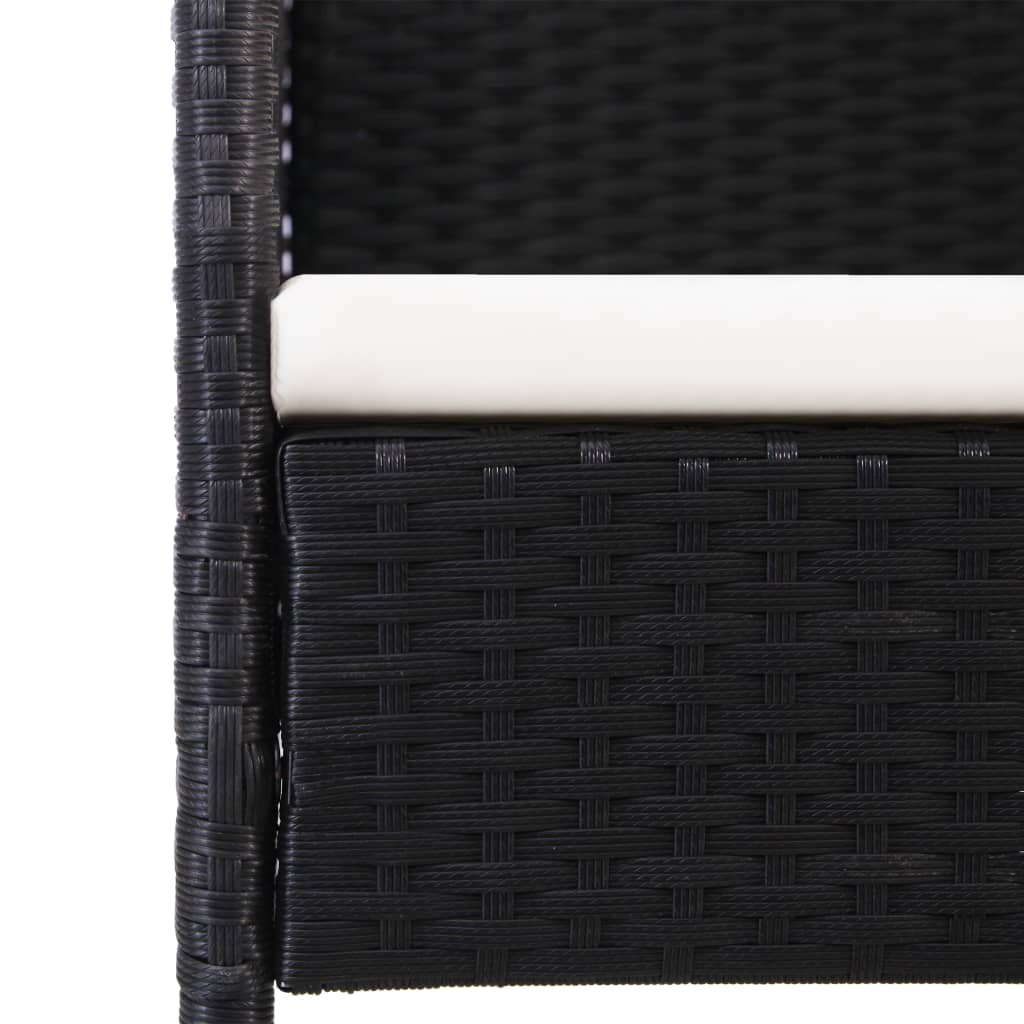 Set Mobilier De Grădină, 3 Piese, Negru, Poliratan Și Oțel