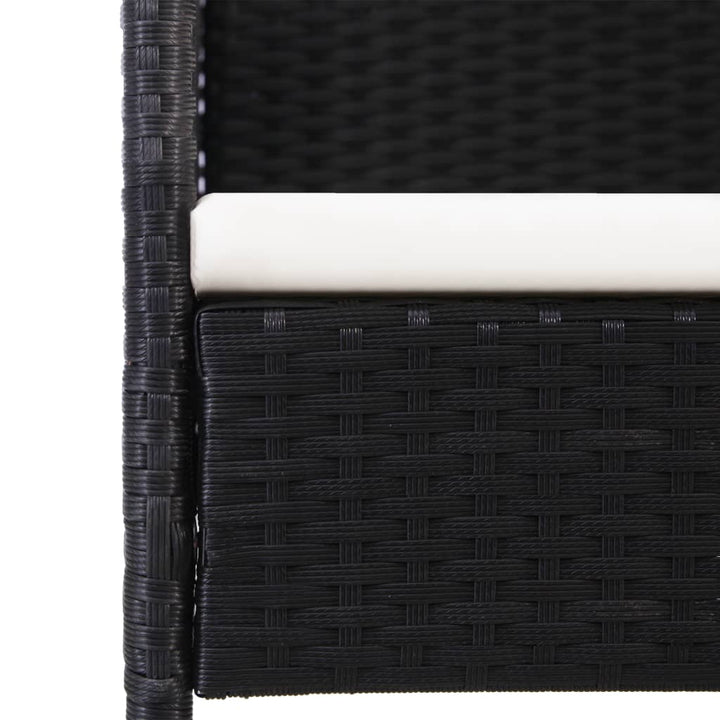 Set Mobilier De Grădină, 3 Piese, Negru, Poliratan Și Oțel