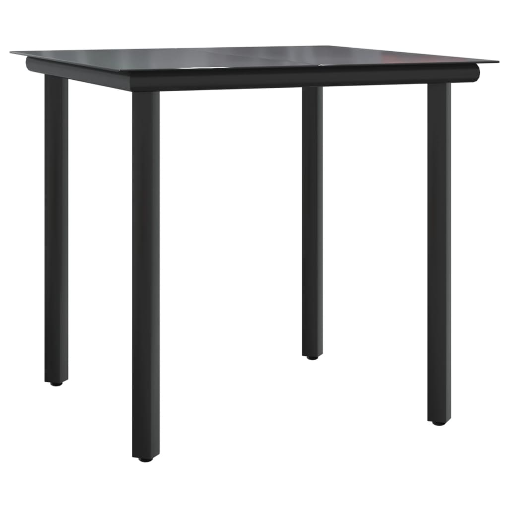 Set Mobilier De Grădină, 3 Piese, Negru, Poliratan Și Oțel