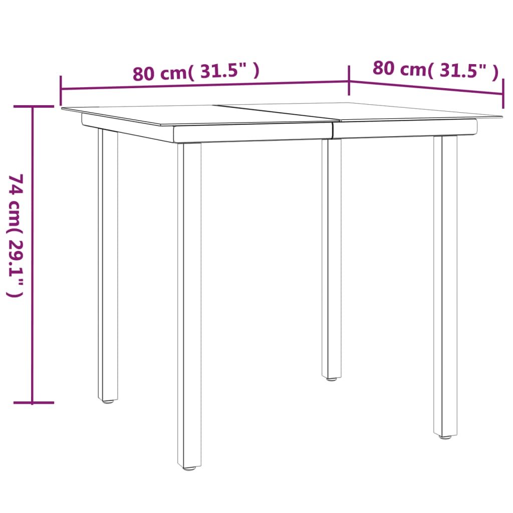 Set Mobilier De Grădină, 3 Piese, Negru, Poliratan Și Oțel