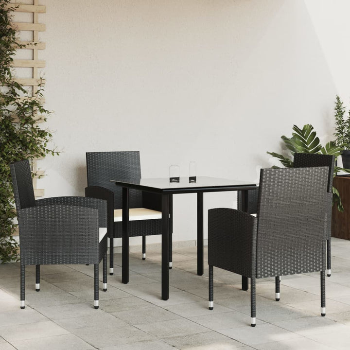 Set Mobilier De Grădină, 3 Piese, Negru, Poliratan Și Oțel