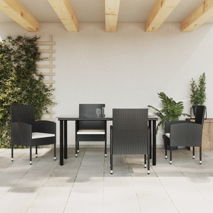 Set Mobilier De Grădină, 3 Piese, Negru, Poliratan Și Oțel