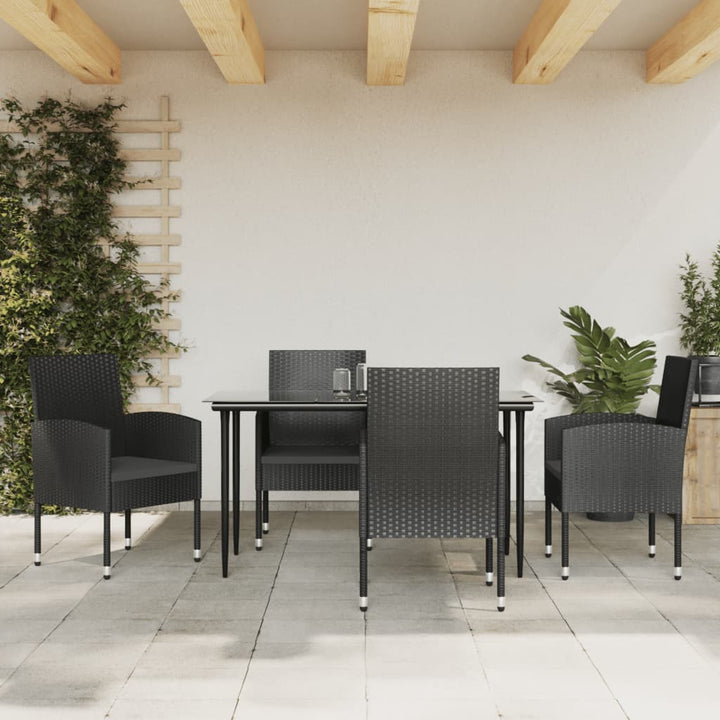 Set Mobilier De Grădină, 3 Piese, Negru, Poliratan Și Oțel