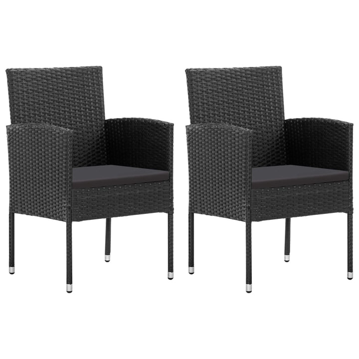 Set Mobilier De Grădină, 3 Piese, Negru, Poliratan Și Oțel