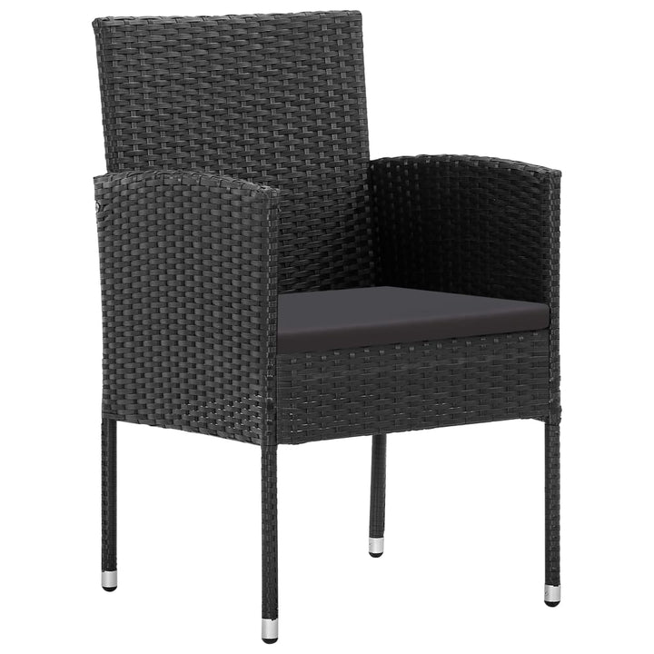 Set Mobilier De Grădină, 3 Piese, Negru, Poliratan Și Oțel