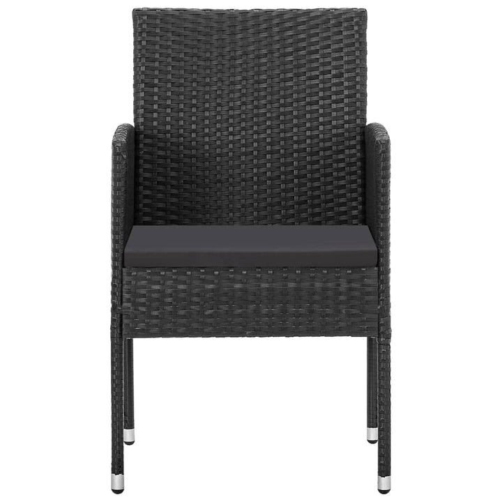 Set Mobilier De Grădină, 3 Piese, Negru, Poliratan Și Oțel