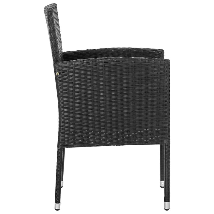 Set Mobilier De Grădină, 3 Piese, Negru, Poliratan Și Oțel