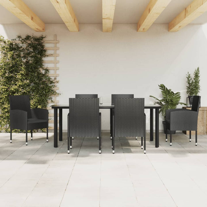 Set Mobilier De Grădină, 3 Piese, Negru, Poliratan Și Oțel