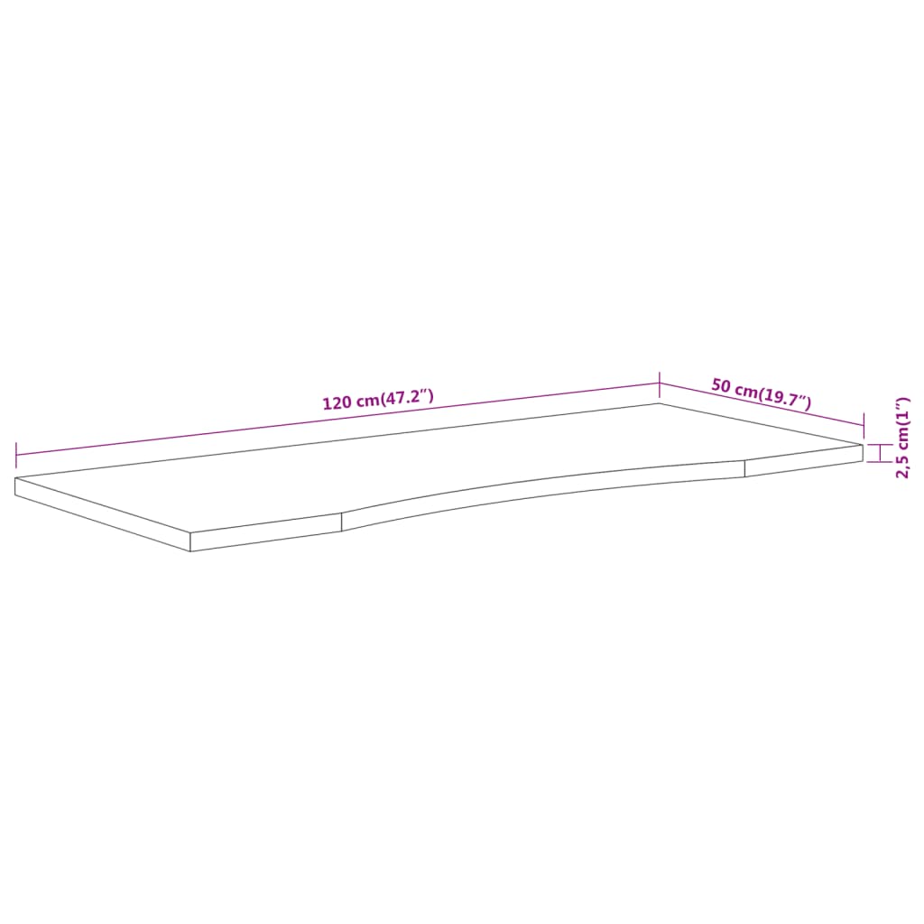 Blat De Birou 120X50X2,5 Cm Dreptunghiular Lemn Masiv De Acacia