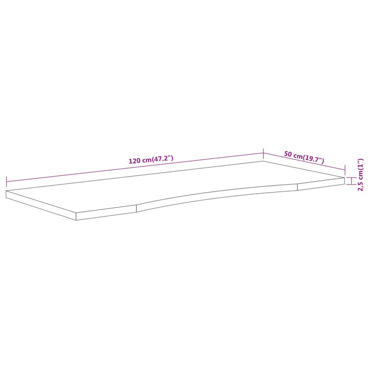 Blat De Birou 120X50X2,5 Cm Dreptunghiular Lemn Masiv De Acacia