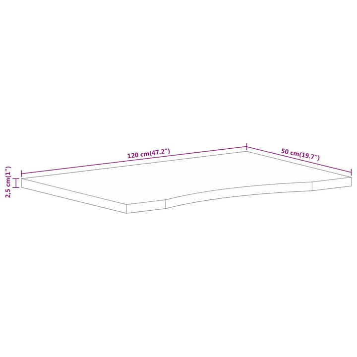 Blat Birou Cu Decupaj Curbat 120X50X2,5Cm Lemn Masiv Mango Brut
