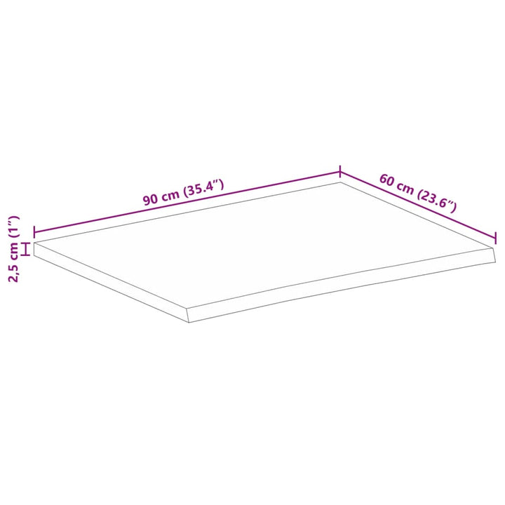 Blat De Masă Margine Naturală, 90X60X2,5 Cm, Lemn Masiv Mango