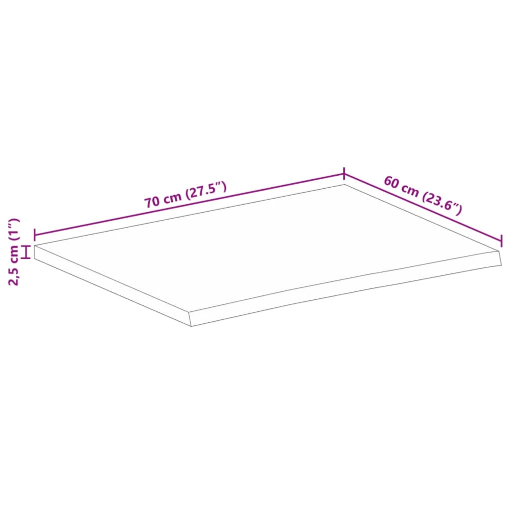 Blat De Masă Contur Organic 70X60X2,5 Cm Lemn Masiv De Mango
