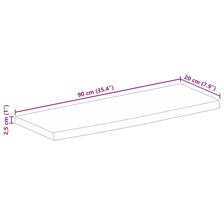 Blat De Masă Contur Organic 90X20X2,5 Cm Lemn Masiv De Mango