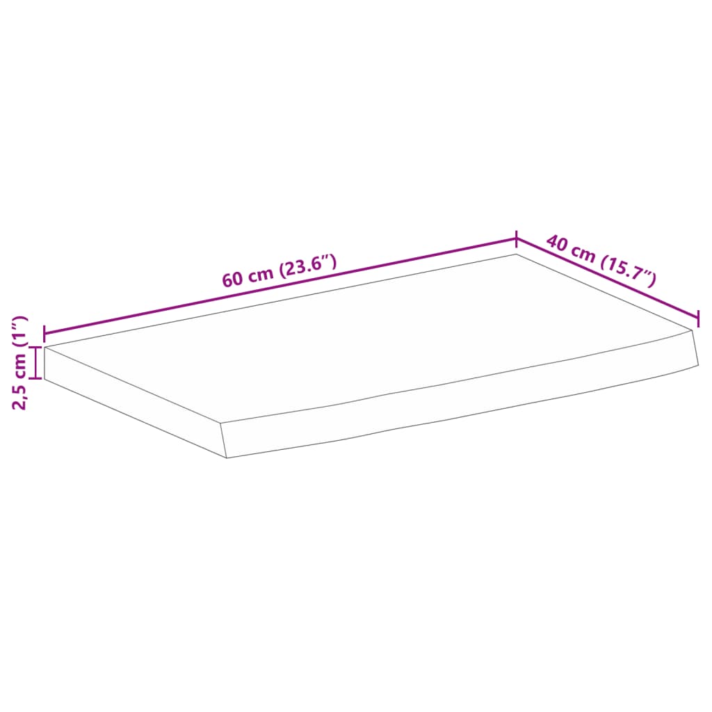 Blat De Masă Contur Organic 60X40X2,5 Cm Lemn Masiv De Mango
