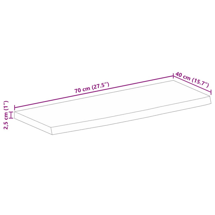 Blat De Masă Contur Organic 70X40X2,5 Cm Lemn Masiv De Mango