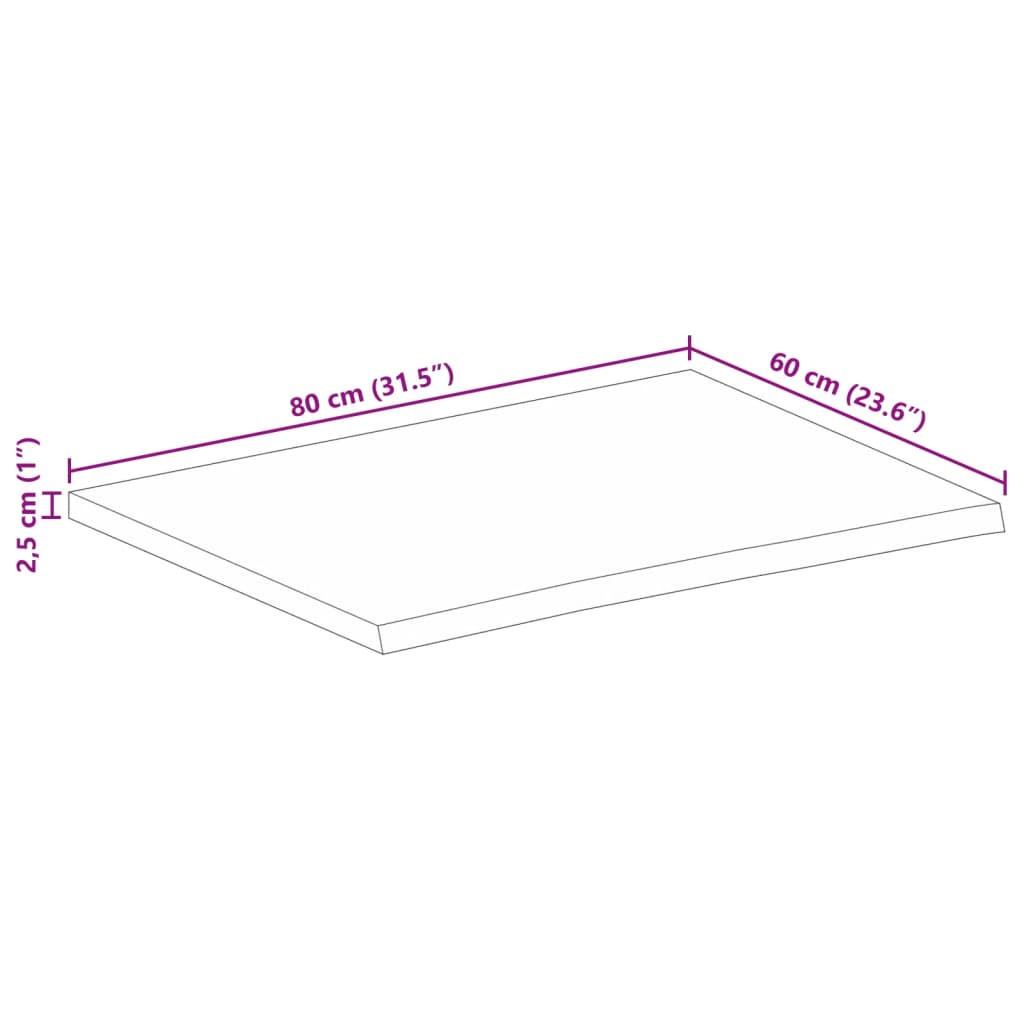 Blat De Masă Contur Organic 80X60X2,5 Cm Lemn Masiv De Mango