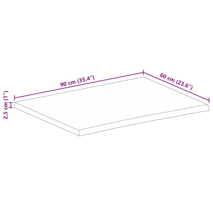 Blat De Masă Contur Organic 90X60X2,5 Cm Lemn Masiv De Mango