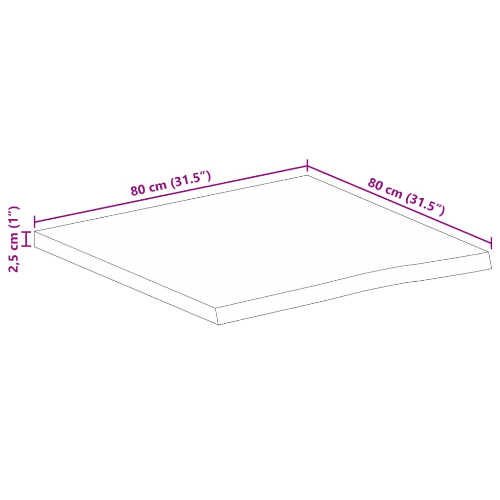 Blat De Masă Contur Organic 80X80X2,5 Cm Lemn Masiv De Mango