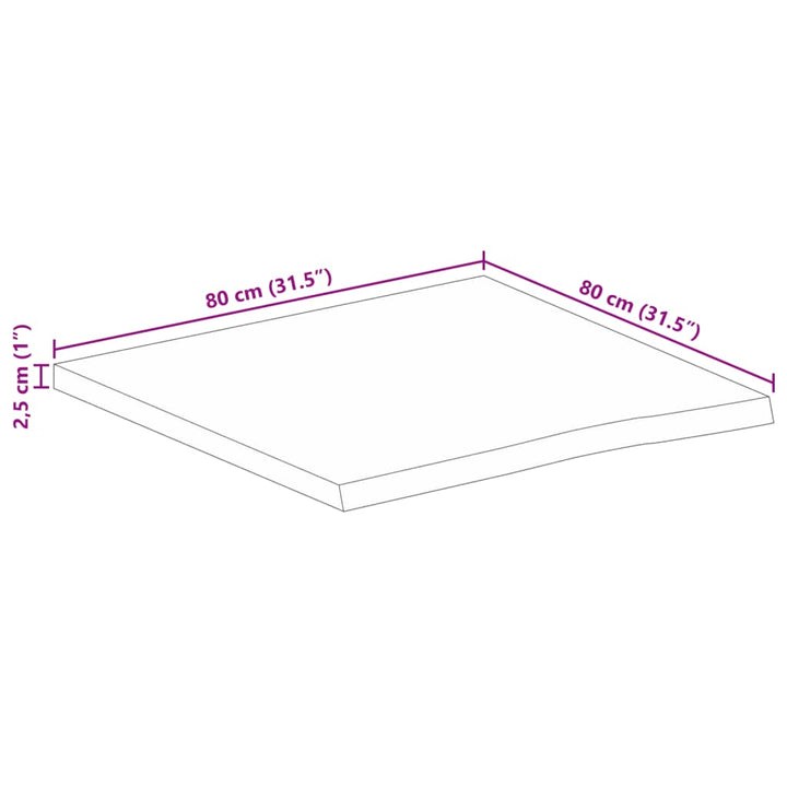 Blat De Masă Contur Organic 80X80X2,5 Cm Lemn Masiv De Mango