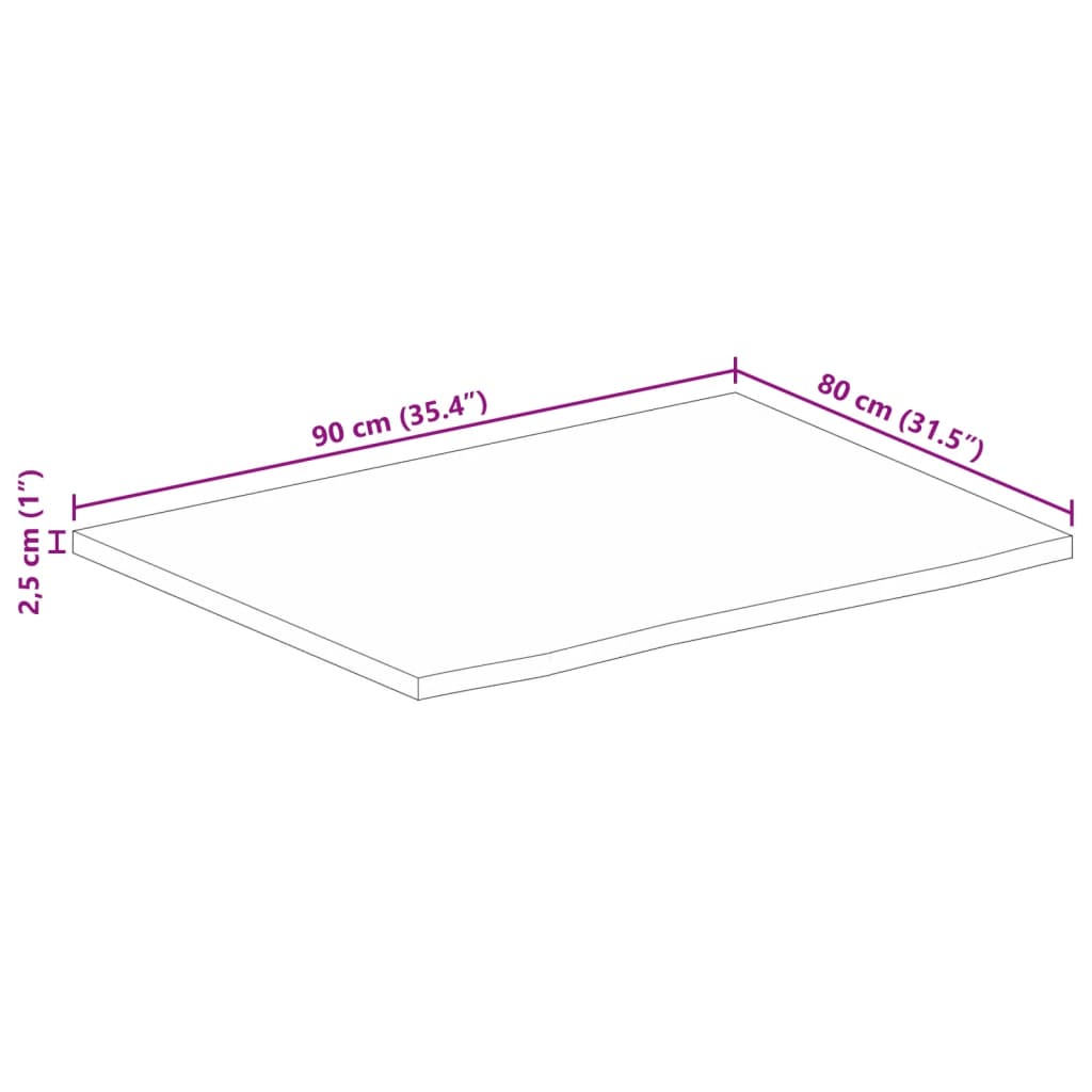Blat De Masă Contur Organic 90X80X2,5 Cm Lemn Masiv De Mango
