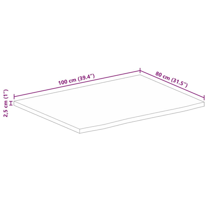 Blat De Masă Contur Organic 100X80X2,5 Cm Lemn Masiv De Mango