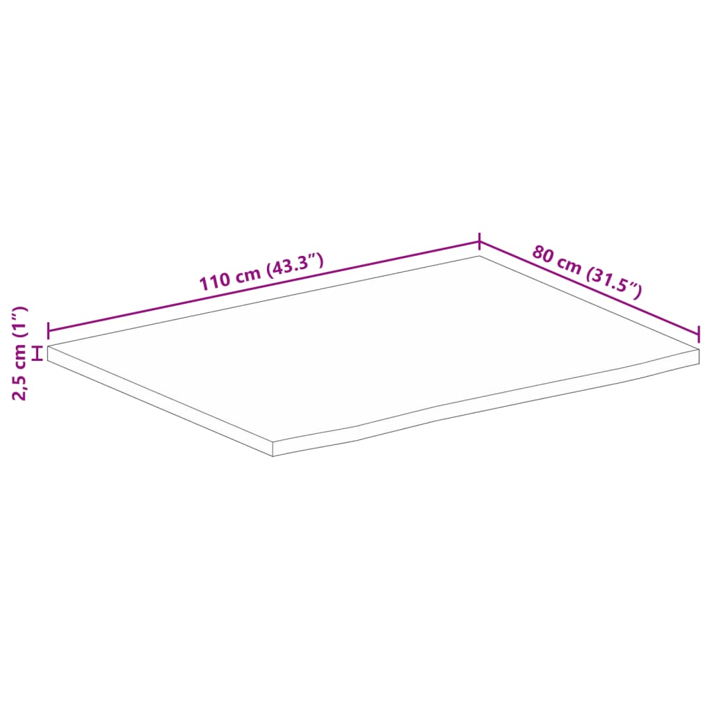 Blat De Masă Contur Organic 110X80X2,5 Cm Lemn Masiv De Mango
