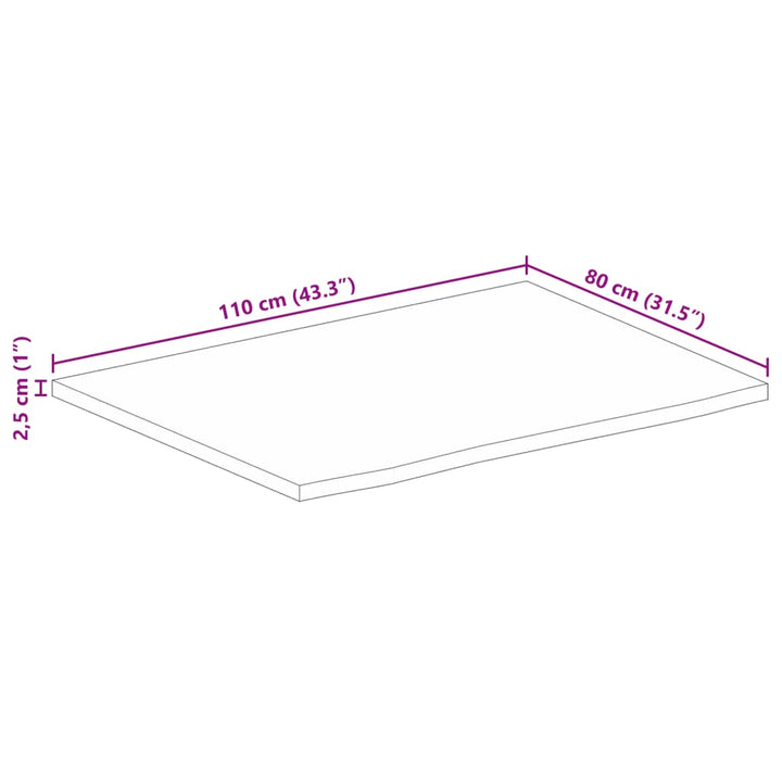 Blat De Masă Contur Organic 110X80X2,5 Cm Lemn Masiv De Mango