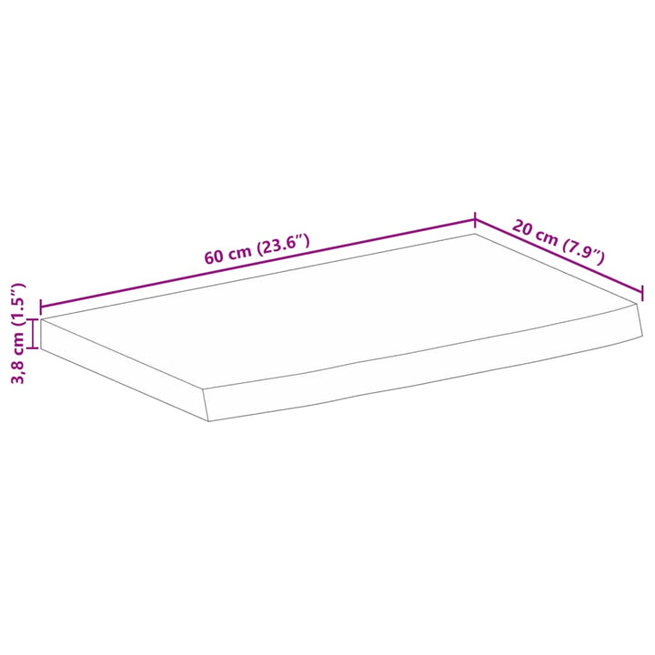Blat De Masă Contur Organic 60X20X3,8 Cm Lemn Masiv De Mango