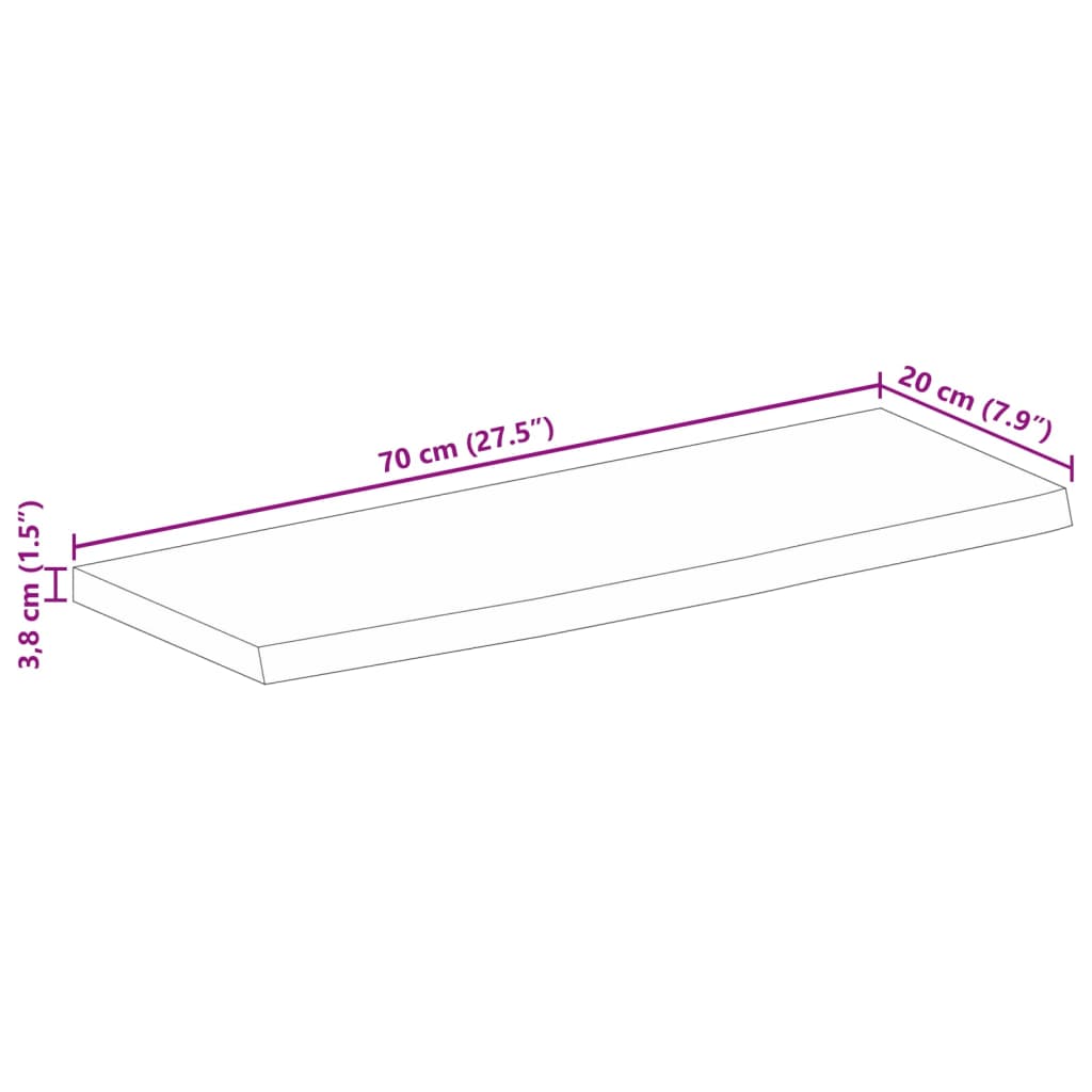 Blat De Masă Contur Organic 70X20X3,8 Cm Lemn Masiv De Mango