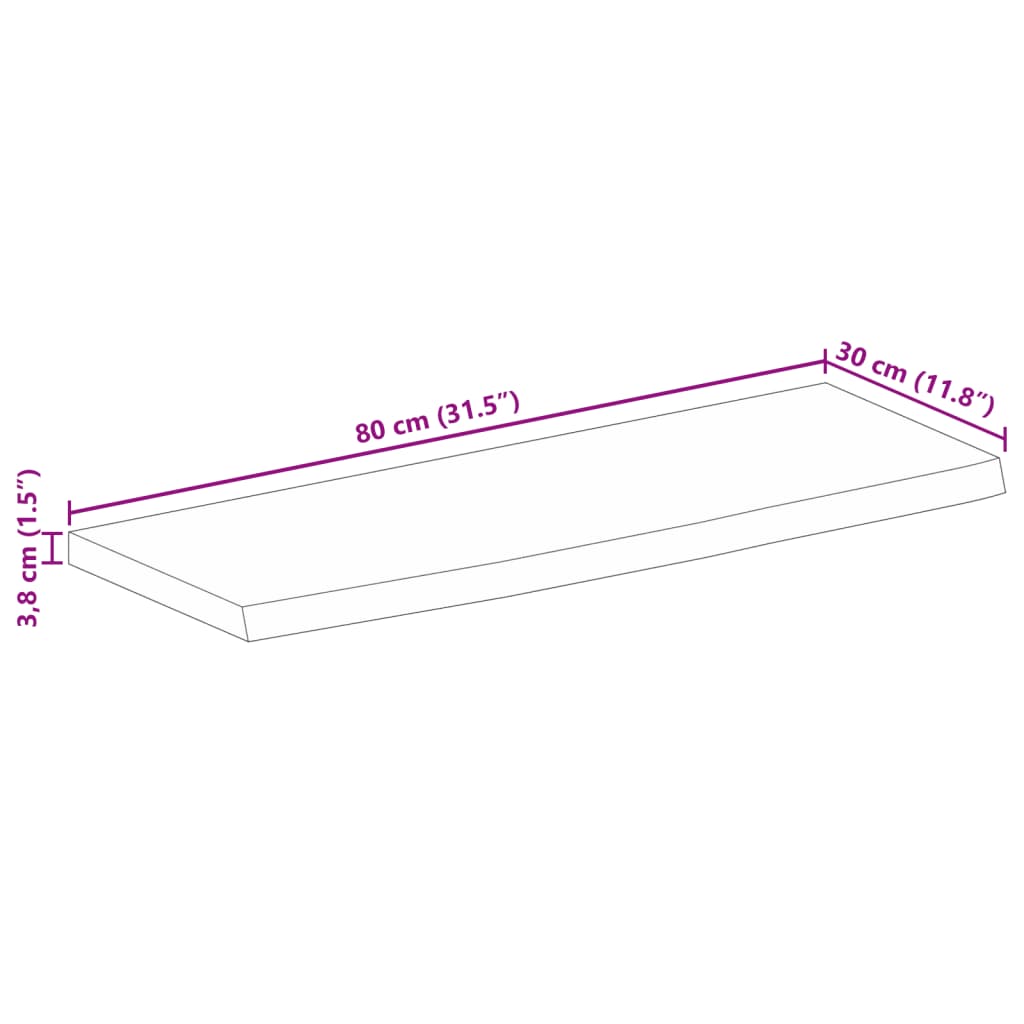 Blat De Masă Contur Organic 80X30X3,8 Cm Lemn Masiv De Mango