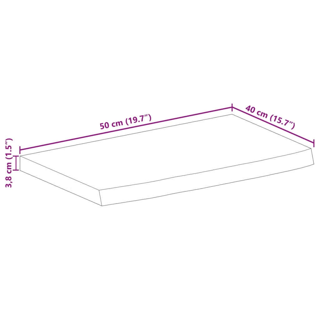 Blat De Masă Contur Organic 50X40X3,8 Cm Lemn Masiv De Mango