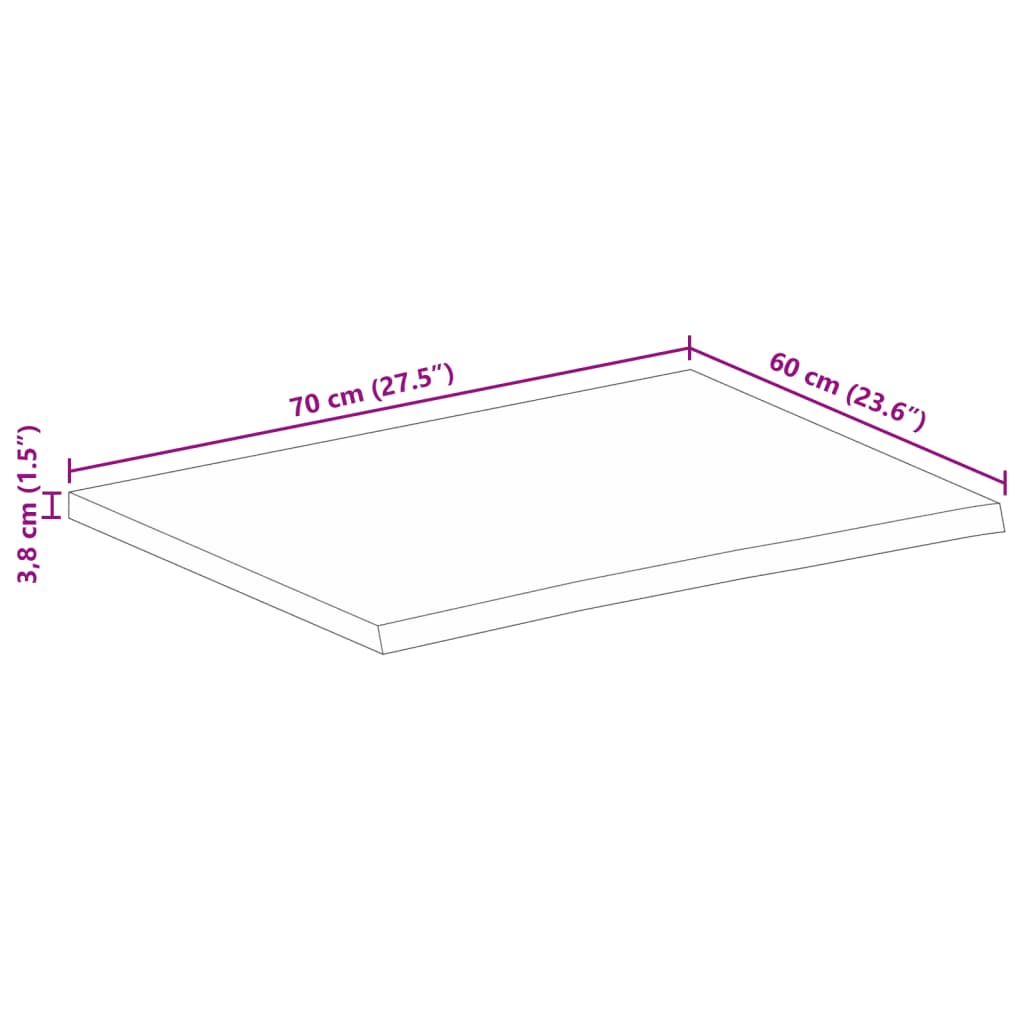 Blat De Masă Contur Organic 70X60X3,8 Cm Lemn Masiv De Mango