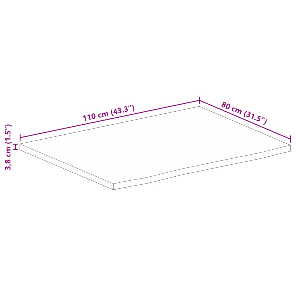Blat De Masă Contur Organic 110X80X3,8 Cm Lemn Masiv De Mango