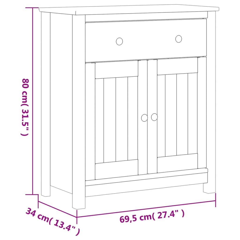 Dulap De Baie Berg, , 69,5X34X80 Cm, Lemn Masiv De Pin