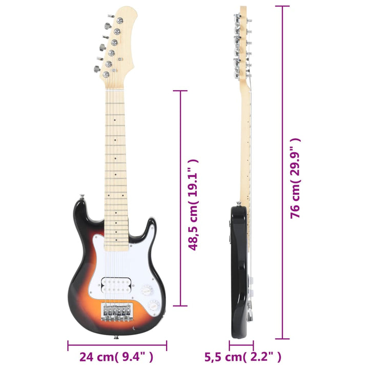 Chitara Electrică Pentru Copii, Cu Husă, Maro/Alb, 3/4 30&quot;