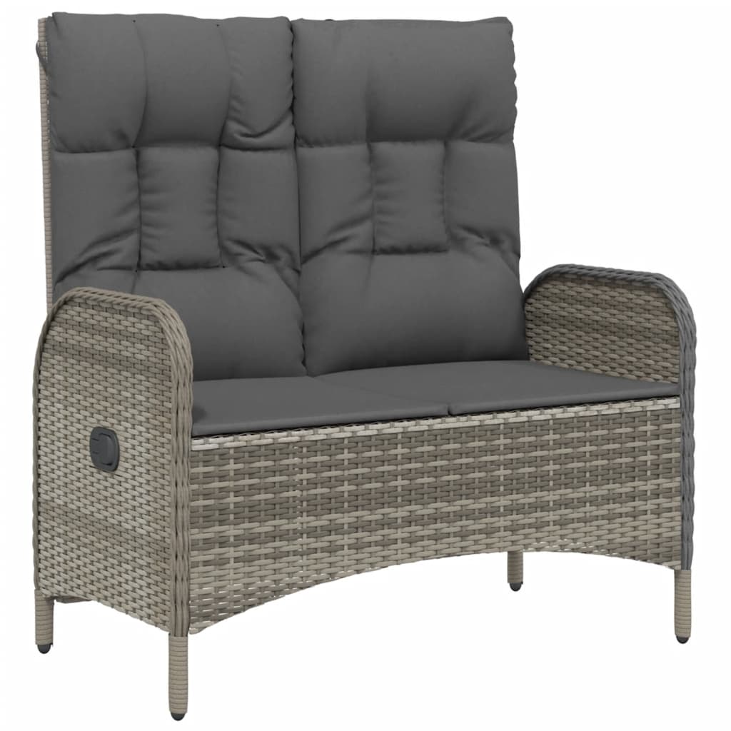 Set Mobilier De Grădină Cu Perne, 2 Piese, Gri, Poliratan