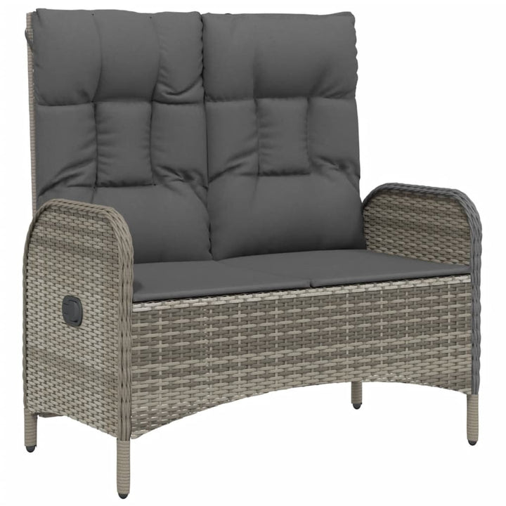 Set Mobilier De Grădină Cu Perne, 2 Piese, Gri, Poliratan