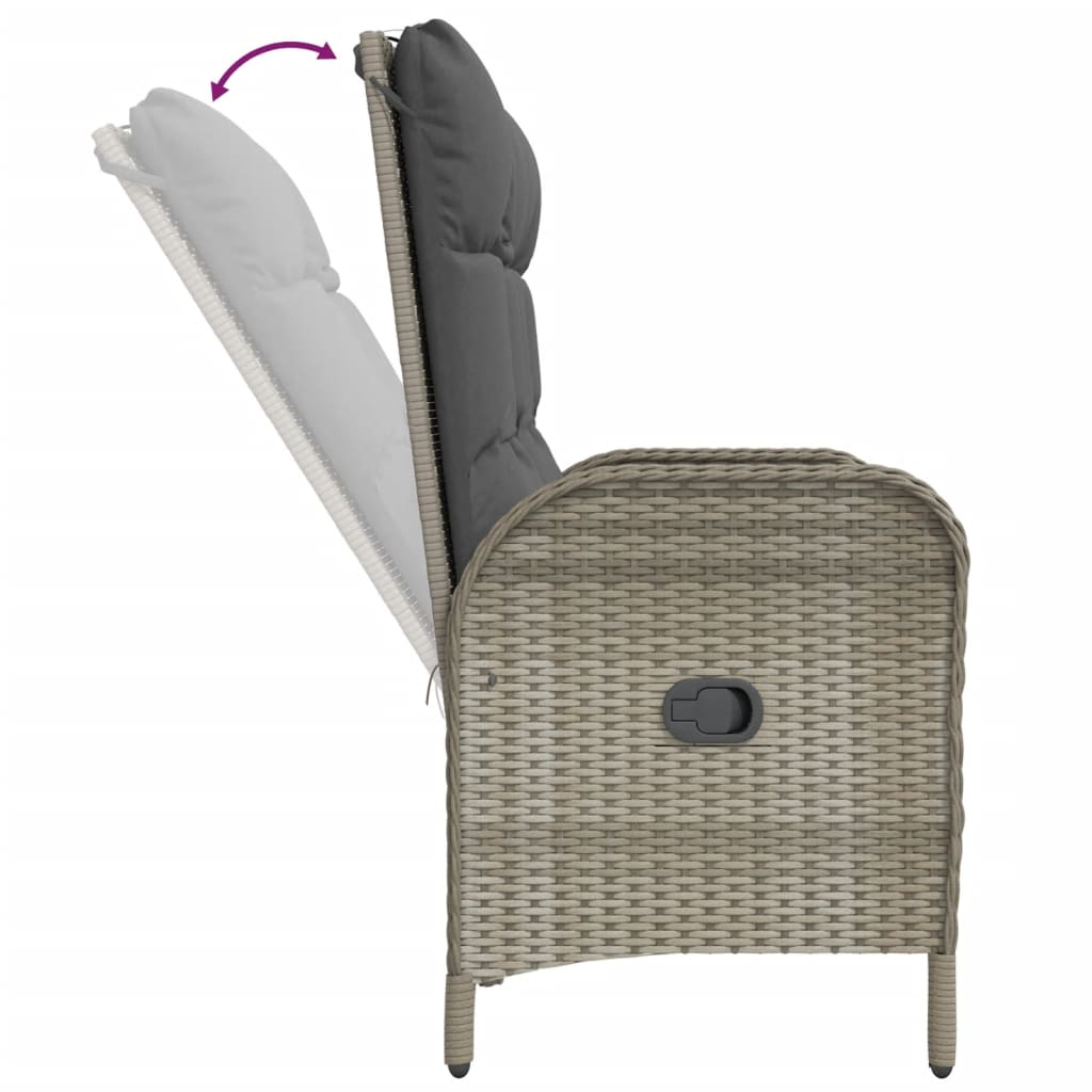 Set Mobilier De Grădină Cu Perne, 2 Piese, Gri, Poliratan