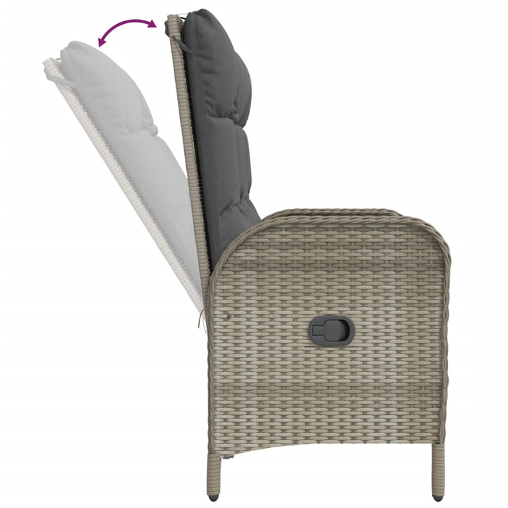 Set Mobilier De Grădină Cu Perne, 2 Piese, Gri, Poliratan