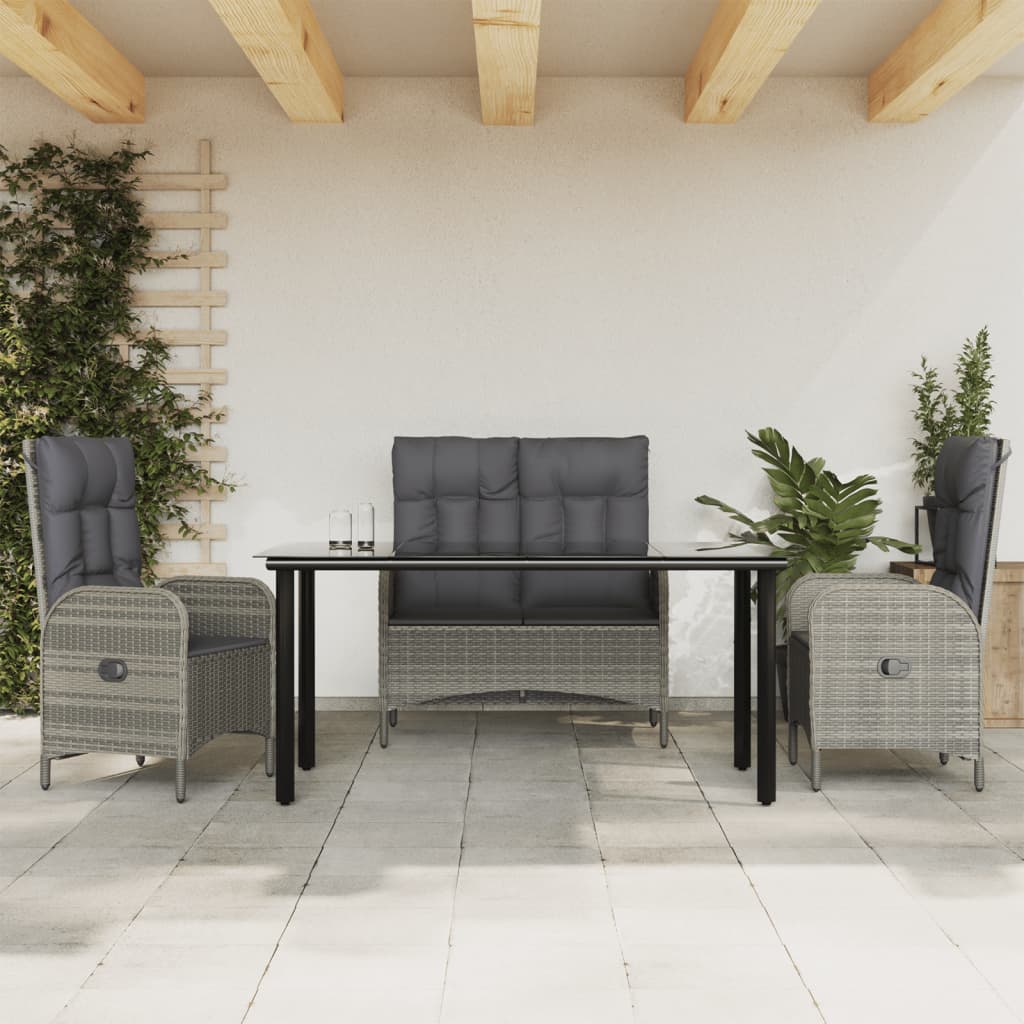 Set Mobilier De Grădină Cu Perne, 2 Piese, Gri, Poliratan