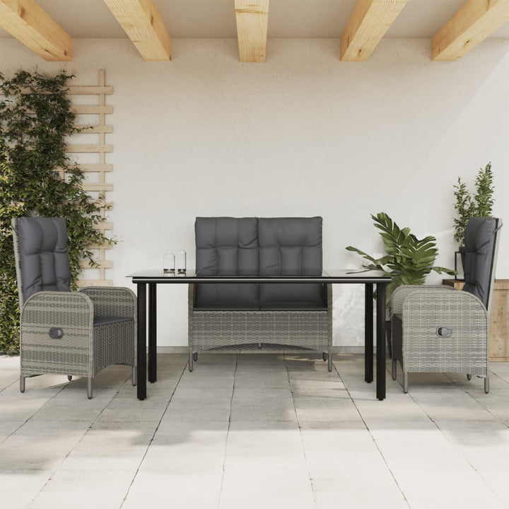 Set Mobilier De Grădină Cu Perne, 2 Piese, Gri, Poliratan